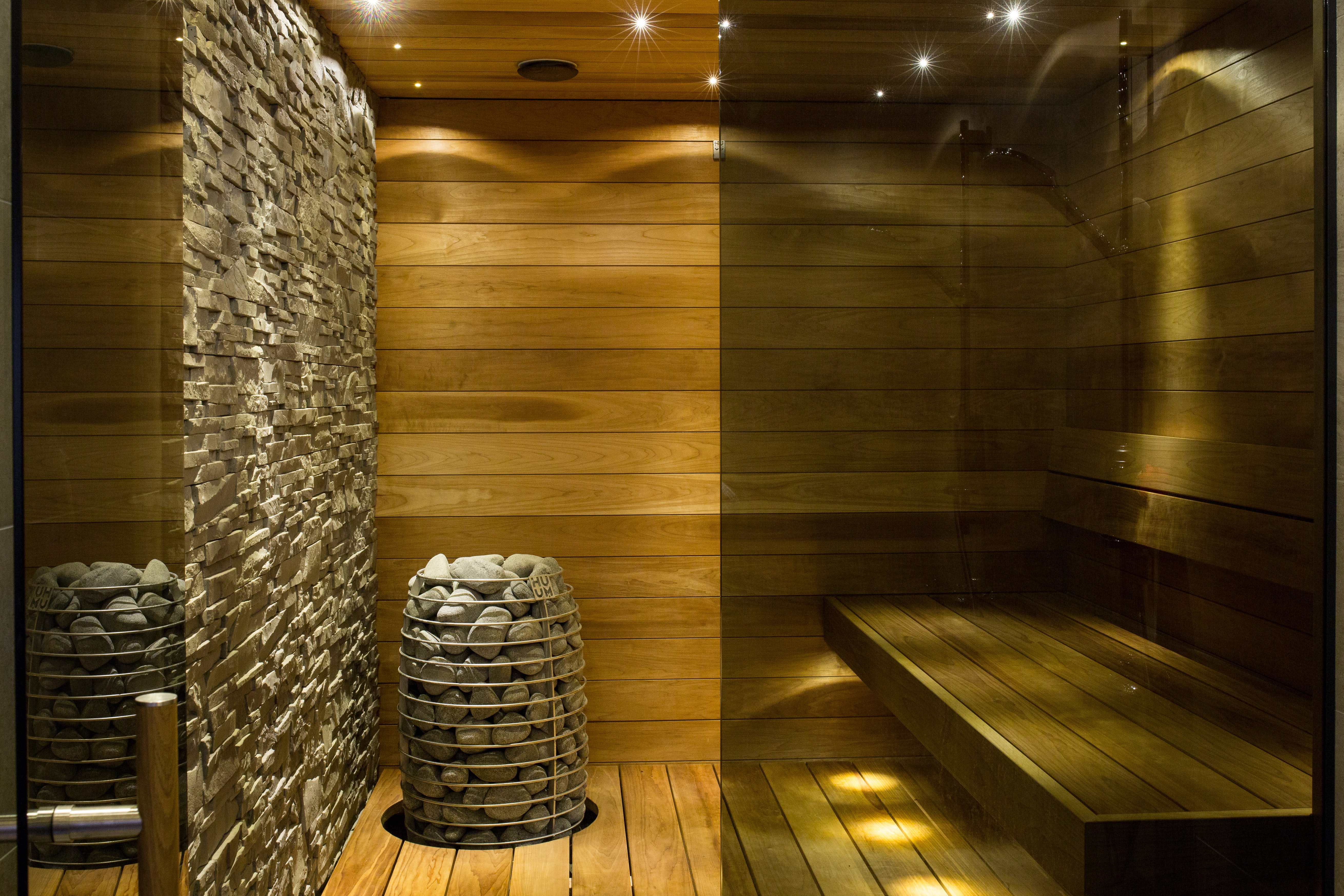 wood in a sauna